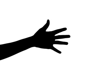Silhouette of a Raised Human Hand Reaching Upward