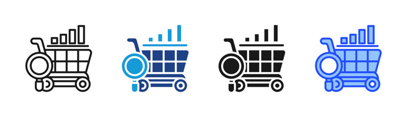 Fototapeta premium Market Cart icon set multiple style collection