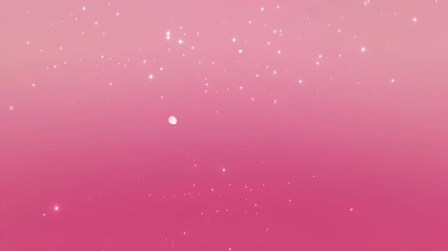 Pink gradient background with sparkling white dots resembling stars and cherry blossom