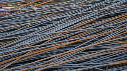 Rusty steel rebar abstract industrial background