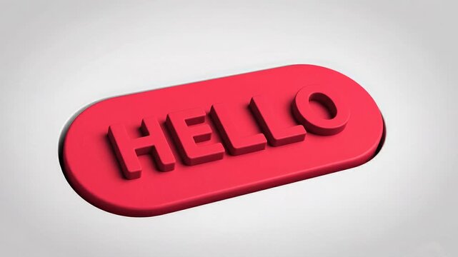 A video showcasing a 3D computer mouse cursor clicking on a red button with the word 'HELLO' in a virtual environment.