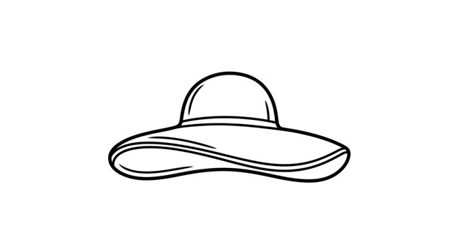 Simple black and white line drawing of a hat.