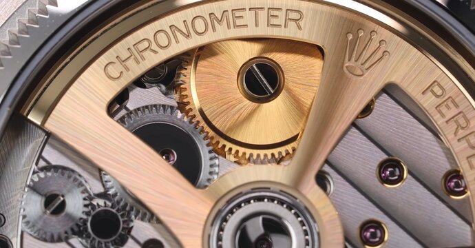 Rolex Land-Dweller, Swiss watch. Luxury wristwatch. watch mechanism close up