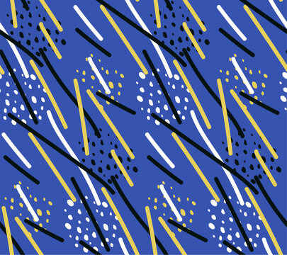 Hand drawn abstract seamless pattern colorful background. Vector.