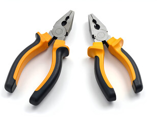Obraz premium Two orange and black grip pliers isolated on white