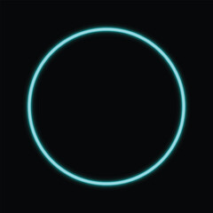 A shimmering aqua blue neon circle glows with intense light within a completely black space © designboundary