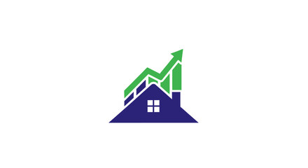Obraz premium A house with a green growth graph.