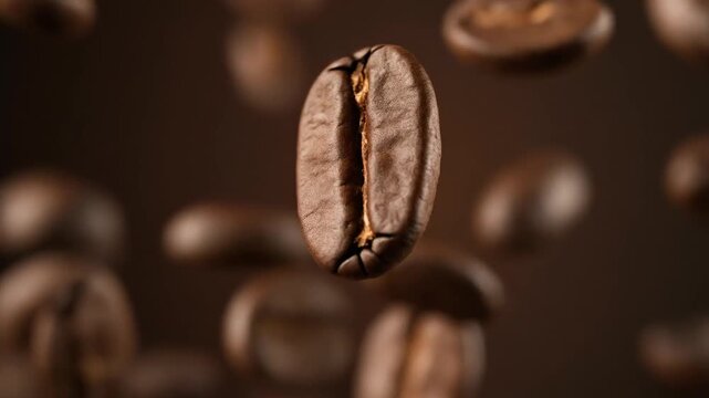 macro roasted coffee beans smooth motion