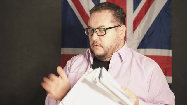 A man swears and argues with his interlocutor