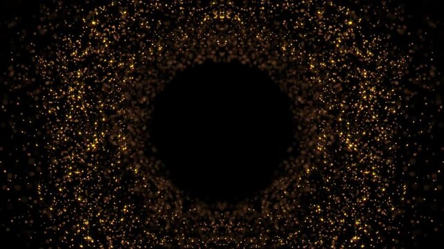 Abstract motion of gold dust particles. 4k seamless loop background	
