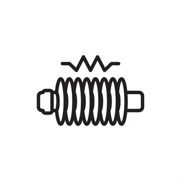 Fixed attenuator icon. A specialized electronic component design with a zig-zag resistance symbol. Ideal for electronic circuit schematics, RF signal attenuation diagrams, and technical projects.
