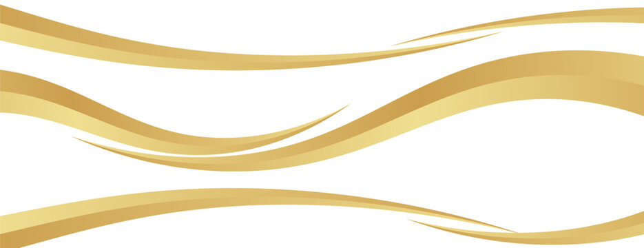 Set of gold swoosh,  waves element with a metallic gradient for a luxurious border or footer on a certificate, banner, or invitation