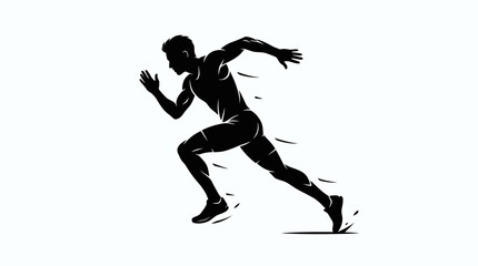 Obraz premium Silhouette of Runner in Full Sprint.