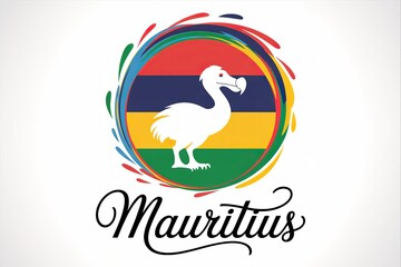 Fototapeta premium Creative Mauritius flag paint splash with dodo bird artwork Resolution.