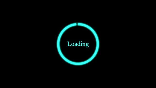 The simple circle loading bar 4k animation .Wheel loading concept icon 4K Video of Animation Science Futuristic on a black background with motion video.