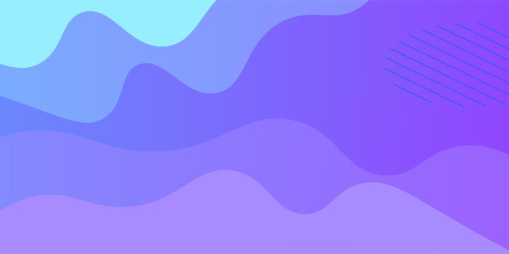 Banner background, blue and purple gradations, colorful, wavy effect stye, memphis