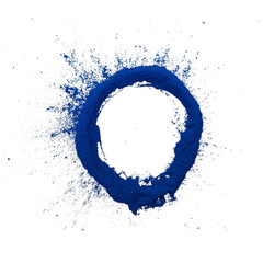 Obraz premium Blue paint circle brush stroke frame png with transparent background. Artistic ink splash ring element for logo frame badge and modern graphic design