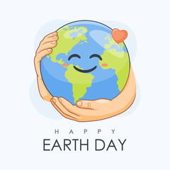 happy earth day illustration with hands hugging planet earth