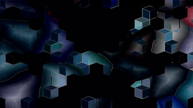 Symmetrical digital pattern with neon lines forming a futuristic geometric structure on a dark background.