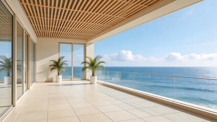 Fototapeta premium Luxurious Oceanfront Balcony with Modern Design