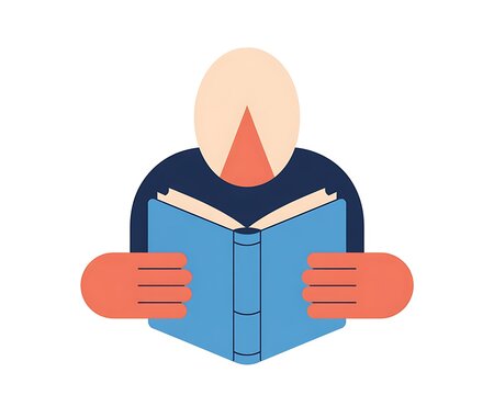 A person reading a book with a calm and focused expression
