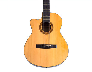 Obraz premium Acoustic guitar, cutaway body, natural wood finish