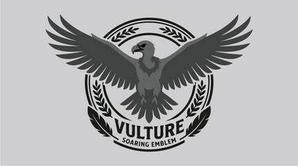 Vulture Soaring Emblem Logo Design.