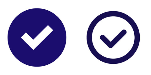 Two dark blue checkmark icons, solid and outlined, isolated on transparent background. © MSTNARGIS