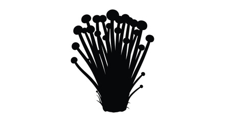 Cluster of mushrooms depicted in a striking black silhouette © MdMosharef