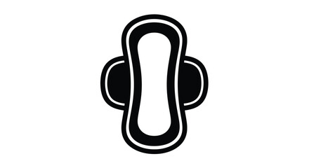 Black outline of a sanitary pad against a white background silhouette © MdMosharef
