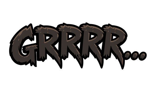 Stylized 'GRRRR' growl text graphic illustration on white