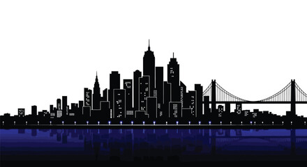 San francisco skyline with bridge and waterfront a striking silhouette © MdMosharef