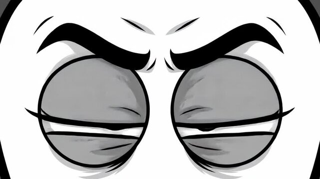 Worried cartoon eyes with furrowed eyebrows close-up vector
