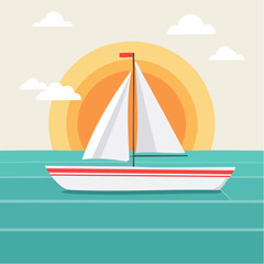 Fototapeta premium Illustration vectorielle minimaliste de vacances nautiques