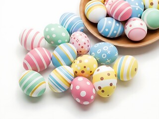 Fototapeta premium Easter basket essentials colorful eggs and decorations for a festive holiday
