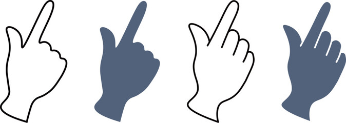 親指が立っている右斜め上を指差す右手のアイコン素材セット