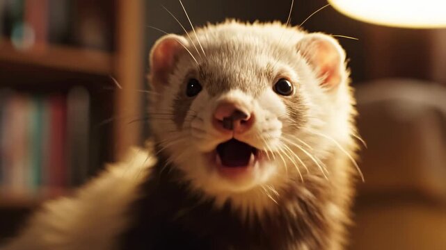 Adorable Ferret Portrait - A Curious and Playful Pet in Close-Up.