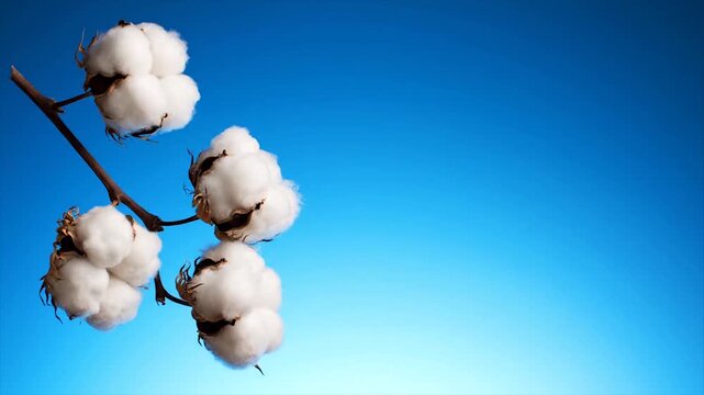 Four garlic bulbs hanging on twine against bright blue sky minimalist fresh cooking