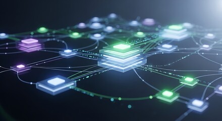 Obraz premium Glowing digital network connections in futuristic technology landscape