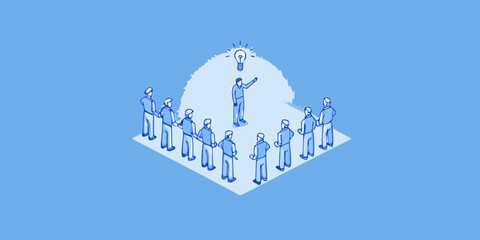 A leader presents a bright idea to a group of attentive colleagues