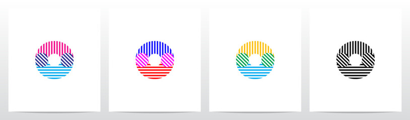 Horizontal Vertical Diagonal Lines Letter Initial Logo Design O