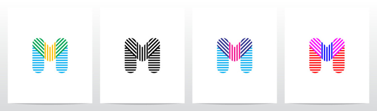Horizontal Vertical Diagonal Lines Letter Initial Logo Design M