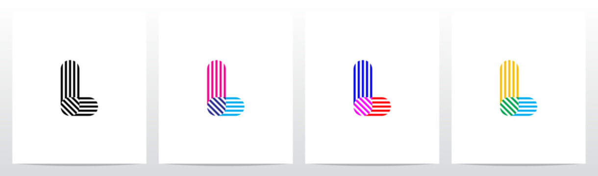 Horizontal Vertical Diagonal Lines Letter Initial Logo Design L