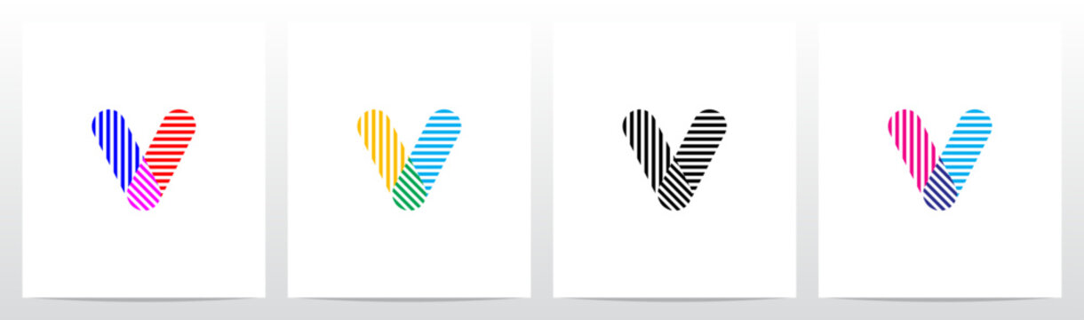 Horizontal Vertical Diagonal Lines Letter Initial Logo Design V
