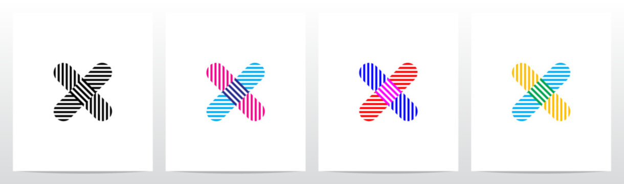 Horizontal Vertical Diagonal Lines Letter Initial Logo Design X