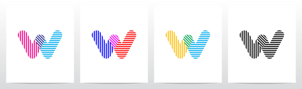 Horizontal Vertical Diagonal Lines Letter Initial Logo Design W
