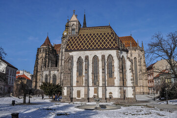 Fototapeta premium Saint Elisabeth's Cathedral with St. Michael's Chapel in Kosice, Slovakia