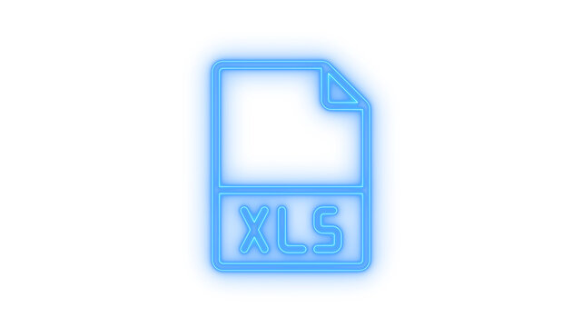 Glowing neon XLS document file icon isolated on transparent background. Spreadsheet software format. Excel data. Report. Financial document. Business analysis.