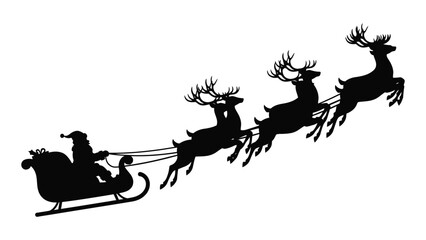 Santa claus riding in his sleigh pulled by reindeer © SILHUETTECHEMBER