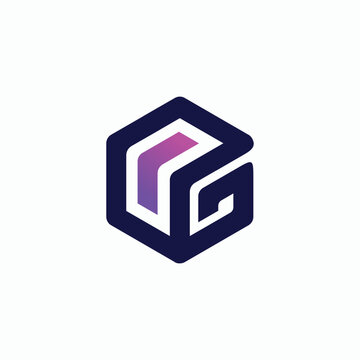Geometric Logo Design Modern Hexagon with Letter G and R.